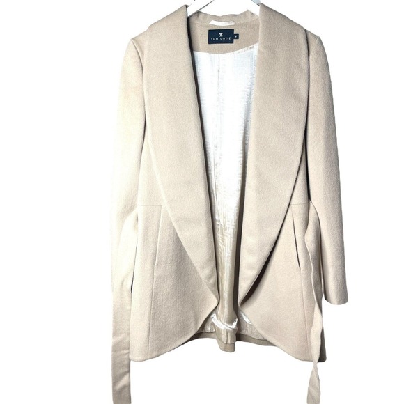 Tom Gutie Solange Baby Alpaca Suri Merino Wool Draped Coat Belted Medium - Picture 8 of 16